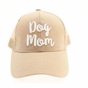 #709-L Dog Mom Embroidered Mesh Back High Ponytail Ball Cap Hat